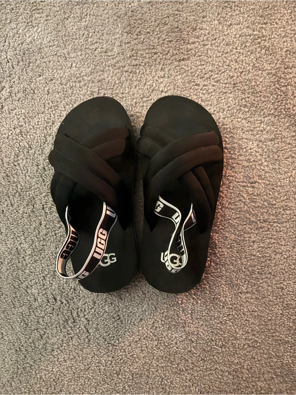 UGG Kids Black Crisscross Slide Sandals with Branded Elastic Backstrap